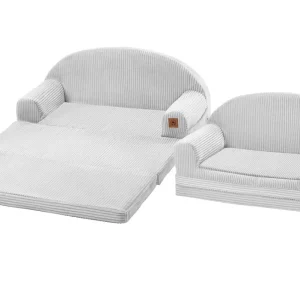 Sammenleggbar barnesofa 2-i-1 – sofa og seng for barn GRÅ