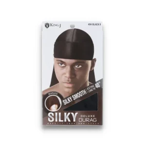 Deluxe Silky Satin Durag Black  - King J