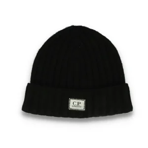 C.P. Company Merino Wool Plain Beanie Black