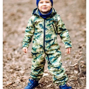 Softshelldresser til Barn | Parkdress i softshell overall GRØNNE DINOSAURER